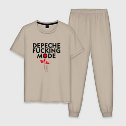 Пижама хлопковая мужская Depeche Mode - Rose mode white, цвет: миндальный