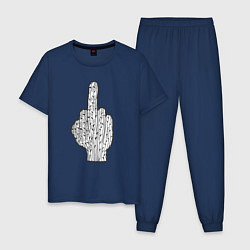 Пижама хлопковая мужская Кактусовый палец, цвет: тёмно-синий