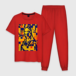 Пижама хлопковая мужская Нейросеть рисует Лизу - стилизация, цвет: красный
