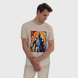 Пижама хлопковая мужская Средневековый рыцарь в доспехах, цвет: миндальный — фото 2