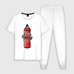 Пижама хлопковая мужская Боксерский клуб, цвет: белый