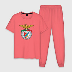 Пижама хлопковая мужская Benfica club, цвет: коралловый