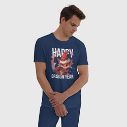 Пижама хлопковая мужская Happy Dragon year, цвет: тёмно-синий — фото 2