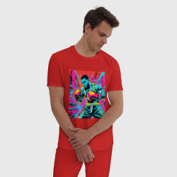 Пижама хлопковая мужская Боксерский поединок, цвет: красный — фото 2