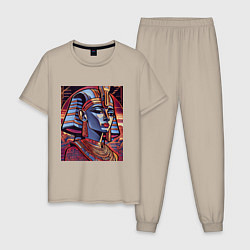Пижама хлопковая мужская Египетские мотивы, цвет: миндальный
