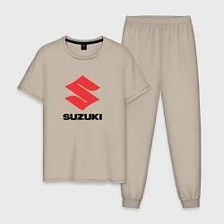 Пижама хлопковая мужская Suzuki sport auto, цвет: миндальный
