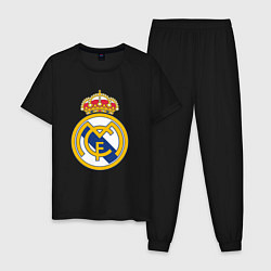 Пижама хлопковая мужская Real madrid fc sport, цвет: черный