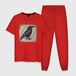 Пижама хлопковая мужская Сумрачный ворон из портала, цвет: красный