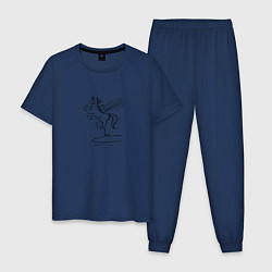 Пижама хлопковая мужская Арс-пегас росчерк, цвет: тёмно-синий