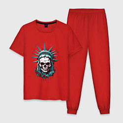 Пижама хлопковая мужская Зомби Статуя Свободы, цвет: красный