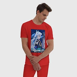 Пижама хлопковая мужская Нёвиллет - Геншин Импакт, цвет: красный — фото 2