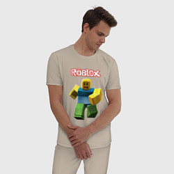 Пижама хлопковая мужская Roblox бегущий персонаж, цвет: миндальный — фото 2