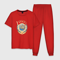 Пижама хлопковая мужская Ссср лого символика советов, цвет: красный