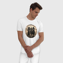 Пижама хлопковая мужская Три ведьмочки на хэллоуин, цвет: белый — фото 2