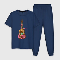 Пижама хлопковая мужская Peace guitar, цвет: тёмно-синий