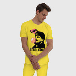 Пижама хлопковая мужская Ленин любовь и революция, цвет: желтый — фото 2