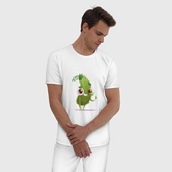 Пижама хлопковая мужская Страдающий огурец, цвет: белый — фото 2