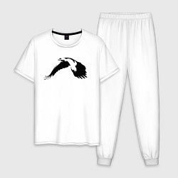 Пижама хлопковая мужская Орёл в полёте трафарет, цвет: белый