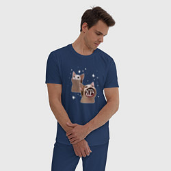 Пижама хлопковая мужская 2024 - А, цвет: тёмно-синий — фото 2