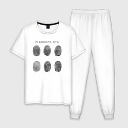 Пижама хлопковая мужская Fingerprints, цвет: белый