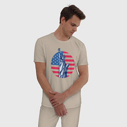 Пижама хлопковая мужская Statue of Liberty, цвет: миндальный — фото 2