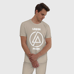 Пижама хлопковая мужская Linkin Park logo, цвет: миндальный — фото 2