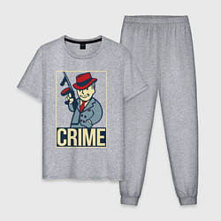 Пижама хлопковая мужская Vault crime, цвет: меланж