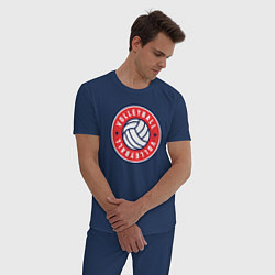 Пижама хлопковая мужская Volleyball and volleyball, цвет: тёмно-синий — фото 2
