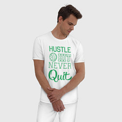 Пижама хлопковая мужская Hustle hit never quit, цвет: белый — фото 2