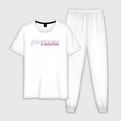 Пижама хлопковая мужская Newjeans logo, цвет: белый