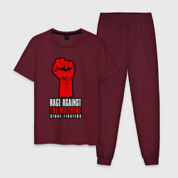 Пижама хлопковая мужская Rage against the machine - fist, цвет: меланж-бордовый