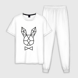 Пижама хлопковая мужская Полигональный кролик, цвет: белый