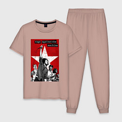 Пижама хлопковая мужская Rage Against the Machine - group, цвет: пыльно-розовый