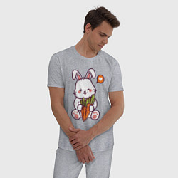 Пижама хлопковая мужская Любитель морковок, цвет: меланж — фото 2