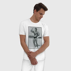Пижама хлопковая мужская Mister Schwarzenegger, цвет: белый — фото 2