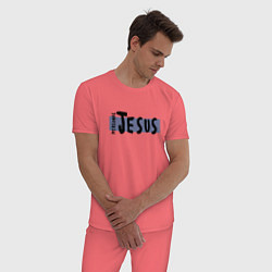 Пижама хлопковая мужская Depeche Mode - personal jesus logo, цвет: коралловый — фото 2