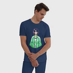 Пижама хлопковая мужская Сэ Бёк 067 - Игра в кальмара, цвет: тёмно-синий — фото 2