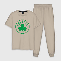 Пижама хлопковая мужская Boston Celtics clover, цвет: миндальный