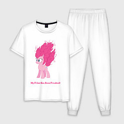 Пижама хлопковая мужская Пинки Пай с гривой дыбом, цвет: белый