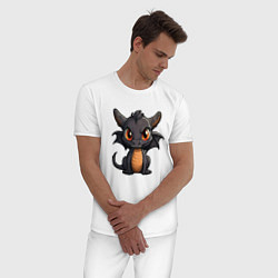 Пижама хлопковая мужская Дракончик чудо с крыльями, цвет: белый — фото 2