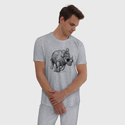 Пижама хлопковая мужская Носорог-хипстер, цвет: меланж — фото 2