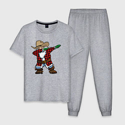 Пижама хлопковая мужская Санта ковбой, цвет: меланж