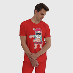 Пижама хлопковая мужская Dabbing Santa, цвет: красный — фото 2