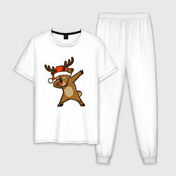 Пижама хлопковая мужская Dabbing deer, цвет: белый
