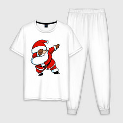 Пижама хлопковая мужская Santa dabbing dance, цвет: белый