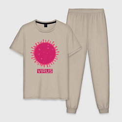 Пижама хлопковая мужская Pink virus, цвет: миндальный