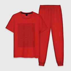 Пижама хлопковая мужская Прямоугольный лабиринт, цвет: красный