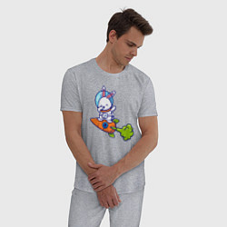 Пижама хлопковая мужская Космический зайчишка, цвет: меланж — фото 2