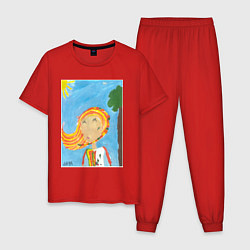 Пижама хлопковая мужская Счастливая весна, цвет: красный