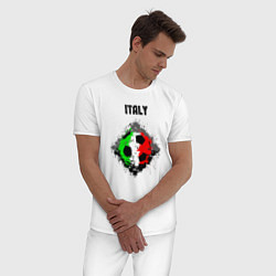 Пижама хлопковая мужская Команда Италии, цвет: белый — фото 2